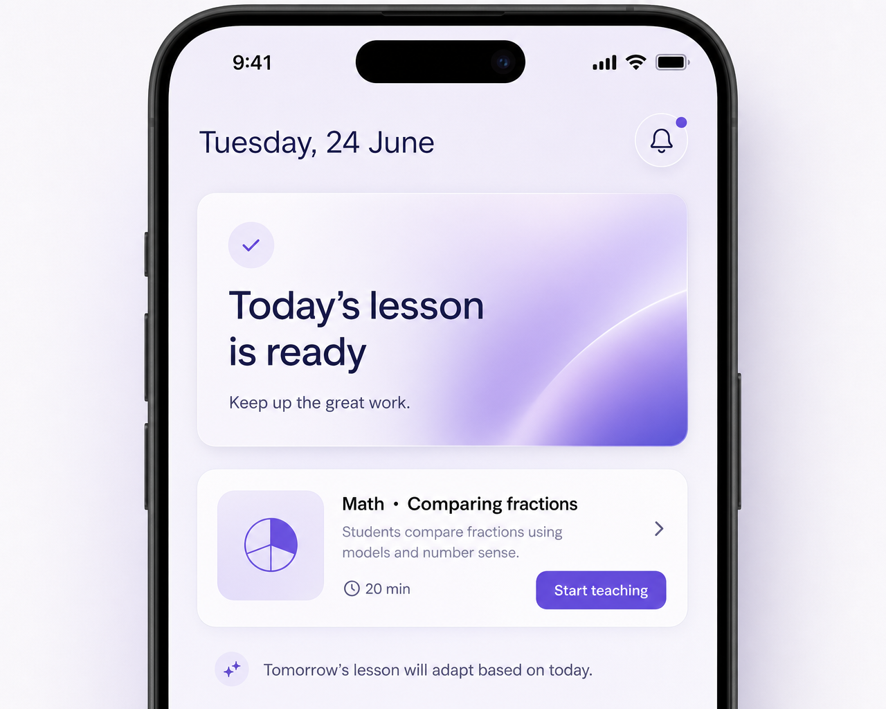Illustration of today's lesson ready in the LearnSpark app